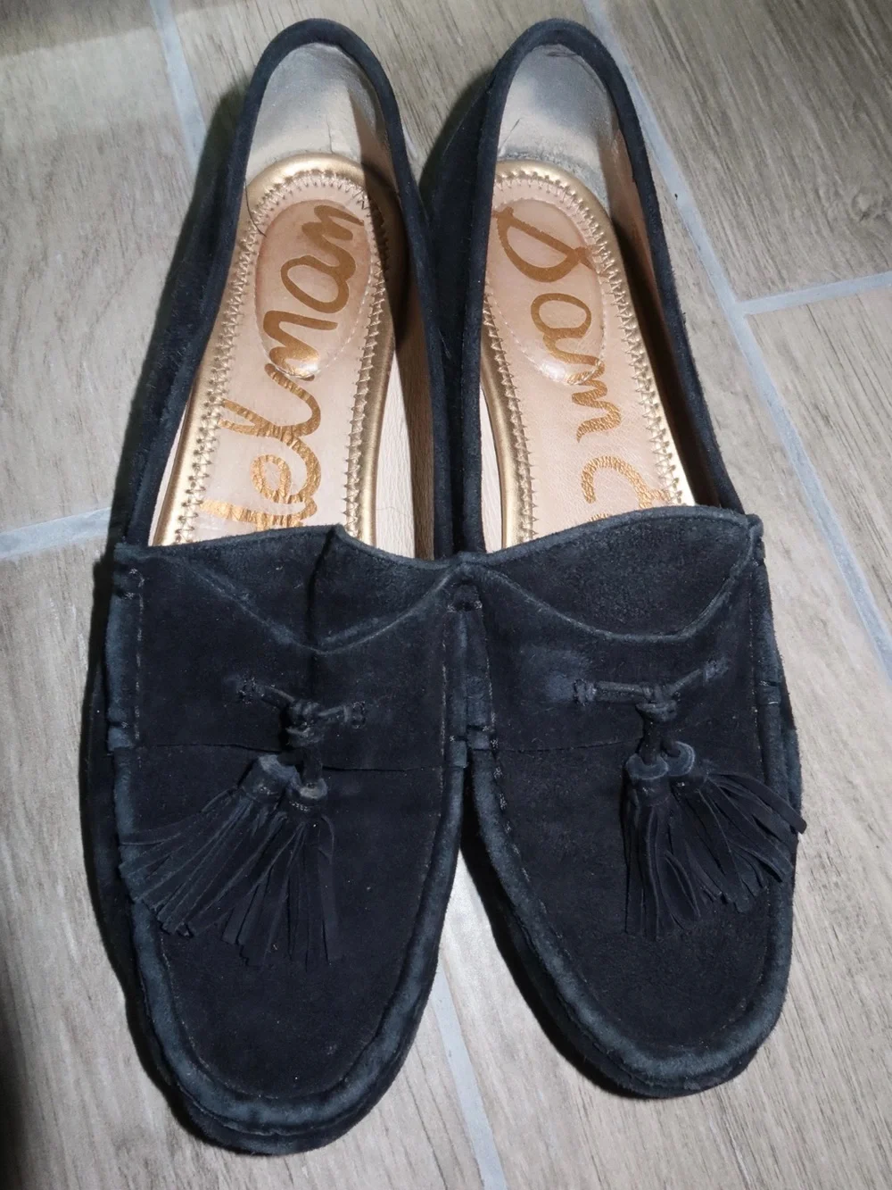Sam Edelman Black Suede Tassel Loafers